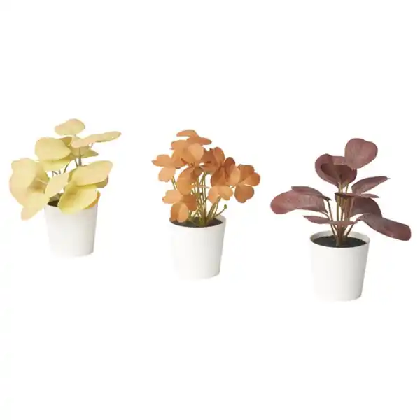 Bild 1 von FEJKA Topfpflanze, künstl/+Topf 3er-Set, drinnen/draußen Blätter, 6 cm