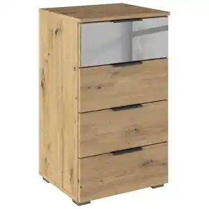 Rauch Möbel Kommode, Eiche Artisan, Metall, 4 Schubladen, 47x81x42 cm, Blauer Engel, Goldenes M, Made in Germany, Garderobe, Garderoben Kommoden