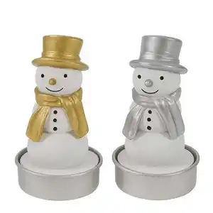 Teelicht Schneemann,gold/silb.