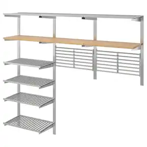 KUNGSFORS Aufhängeschiene, Böden+Wandgitter, Edelstahl/Bambus