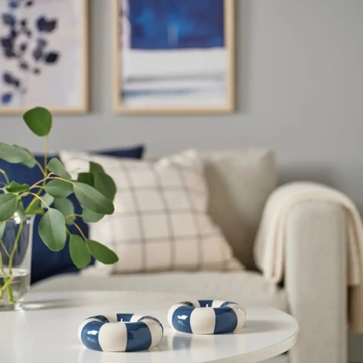 Bild 2 von TRÄDSTAM Teelichthalter, dunkelblau/weiß, 4 cm