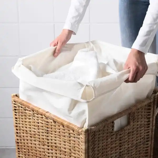 Bild 2 von BRANÄS Wäschekorb, gefüttert, Rattan, 80 l