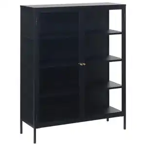 Xora Highboard, Schwarz, Metall, 3 Fächer, 110x140x40 cm, erweiterbar, Beimöbel erhältlich, Wohnzimmer, Kommoden & Sideboards, Highboards