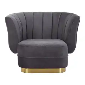 Sessel Arabella Grau Samt, Graubraun