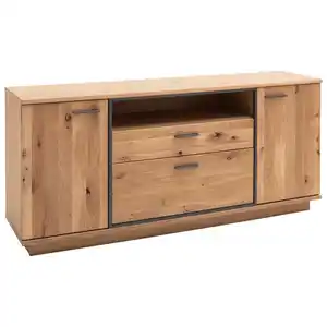 Landscape Sideboard, Anthrazit, Eiche, Metall, Asteiche, furniert, 2 Fächer, 2 Schubladen, 180x81x44 cm, Beimöbel erhältlich, stehend, Holzmöbel, Kleinmöbel Holz, Holzkommoden, Sideboards Holz