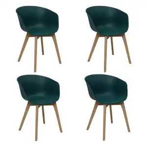 Mid.you Armlehnstuhl-Set, Dunkelgrün, Holz, Kunststoff, Buche, massiv, Uni, konisch, 60x78.5x44 cm, Esszimmer, Stühle, Esszimmerstühle, Esszimmerstühle-Set