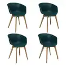 Bild 1 von Mid.you Armlehnstuhl-Set, Dunkelgrün, Holz, Kunststoff, Buche, massiv, Uni, konisch, 60x78.5x44 cm, Esszimmer, Stühle, Esszimmerstühle, Esszimmerstühle-Set