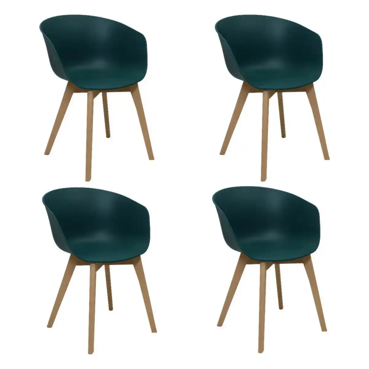 Bild 1 von Mid.you Armlehnstuhl-Set, Dunkelgrün, Holz, Kunststoff, Buche, massiv, Uni, konisch, 60x78.5x44 cm, Esszimmer, Stühle, Esszimmerstühle, Esszimmerstühle-Set