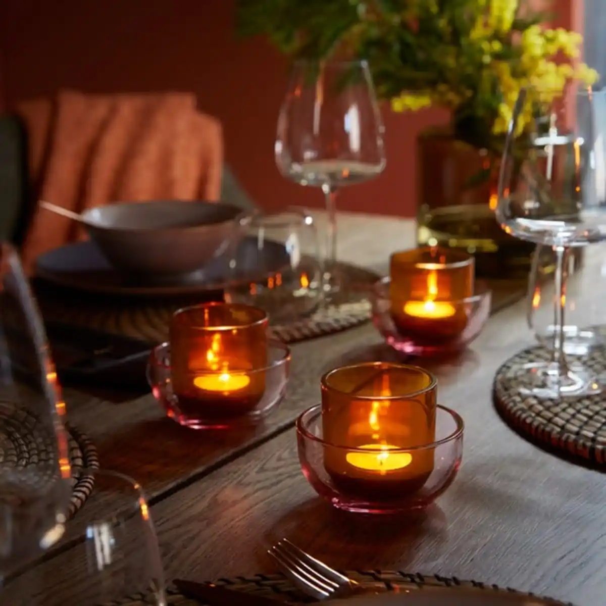 Bild 2 von TALLTITA Teelichthalter 2er-Set, rosa/braun