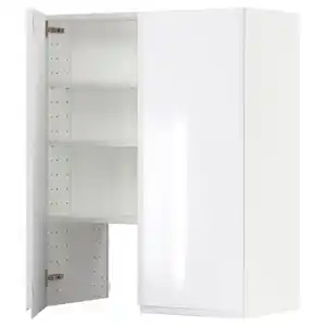 METOD Wandschrank f Dunstabzug/Boden/Tür, weiß/Voxtorp Hochglanz/weiß, 80x100 cm