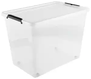Box mit Deckel Action in Schwarz/Transparent ca. 80l, Schwarz, Transparent
