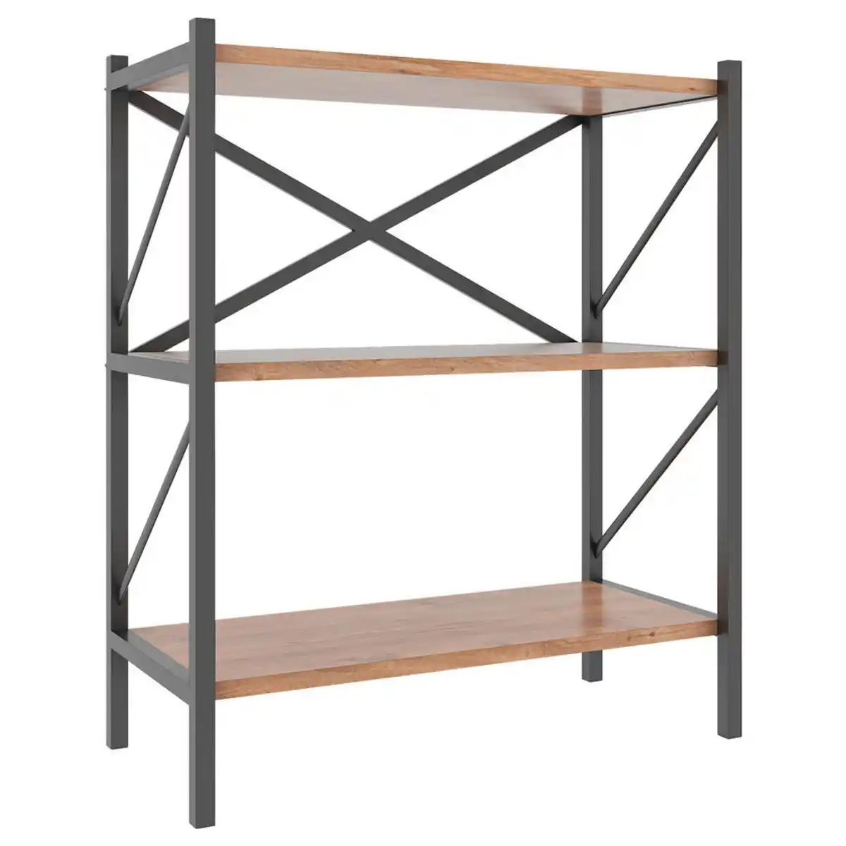 Bild 1 von Mid.you Regal, Honigeiche, Metall, 3 Fächer, 66x85x34 cm, stehend, Wohnzimmer, Regale, Bücherregale