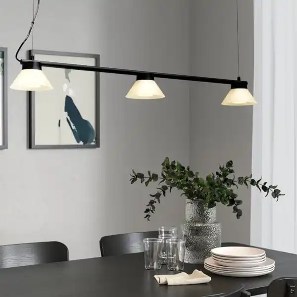 Bild 2 von SAMBORD Hängeleuchte mit 3 Leuchtenschirmen, schwarz/weiß