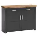 Bild 1 von SetOne by Musterring Sideboard, Graphit, Eiche Artisan, Metall, 2 Fächer, 2 Schubladen, 129.3x94.6x44.2 cm, Beimöbel erhältlich, Wohnzimmer, Kommoden & Sideboards, Sideboards