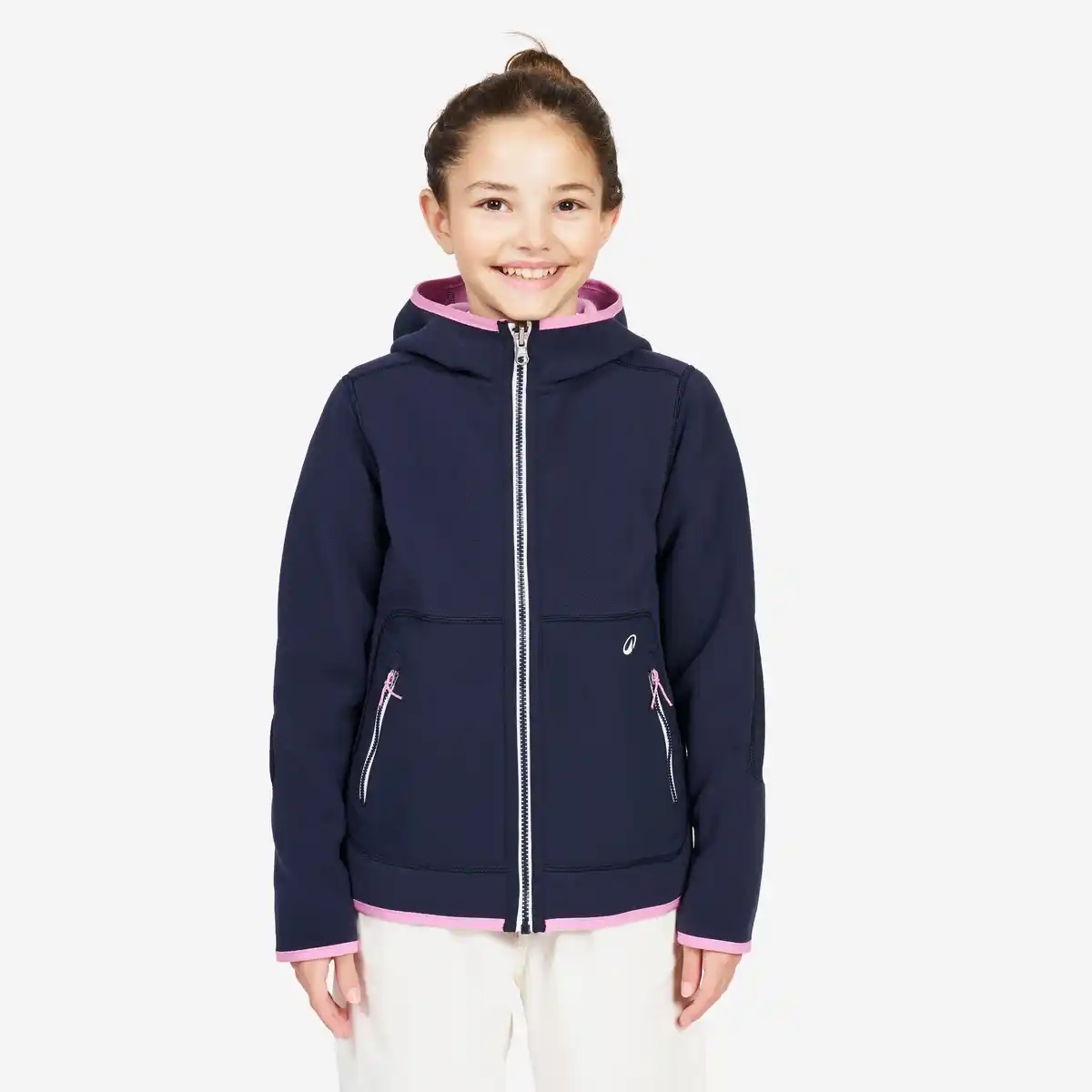 Bild 1 von TRIBORD Fleecejacke Segeln Kinder warm wendbar 500 marineblau/rosa