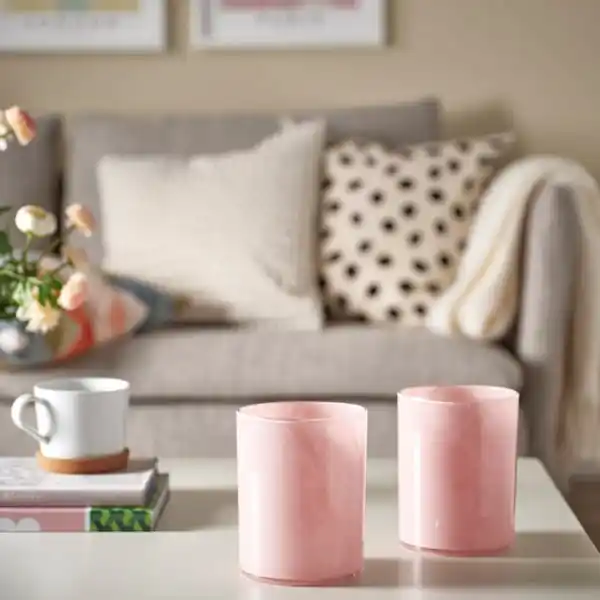 Bild 2 von VINDSTILLA Teelichthalter, rosa, 15 cm
