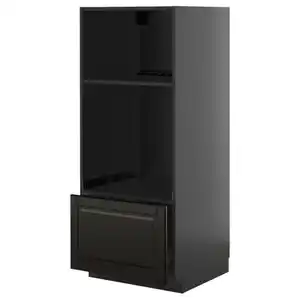 METOD / KNIVSHULT HS f Ofen/Mikro mit Schubl, schwarzgrau/Bodbyn schwarz, 60x60x140 cm