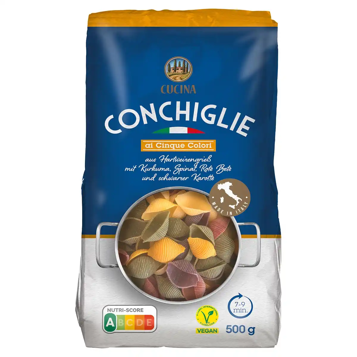 Bild 1 von CUCINA Italienische Pastaspezialitäten 500 g, Conchiglie 5-colori