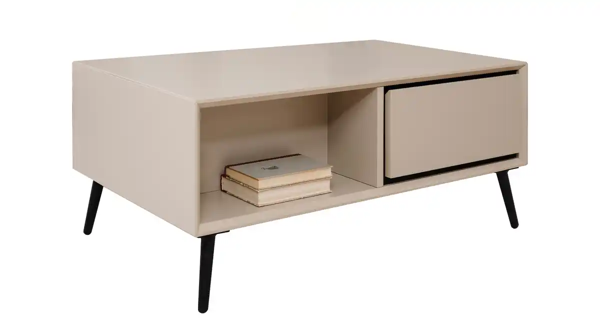 Bild 1 von Couchtisch mit 2 Schubladen beige schwarz 94 x 55 cm - ARONA