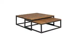 Couchtisch 2er-Set Sheesham massiv gebeizt 75 x 75 cm - ALVA