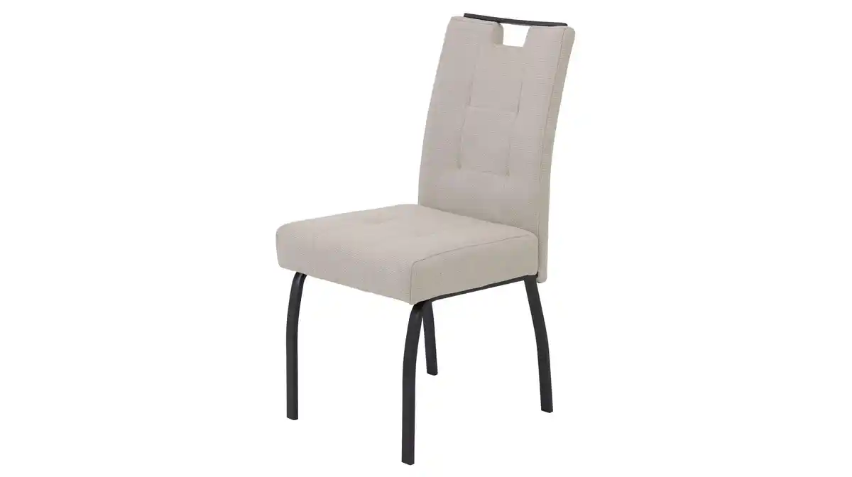Bild 1 von Polsterstuhl beige Metallgestell Microfaser Webstoff - LAILA