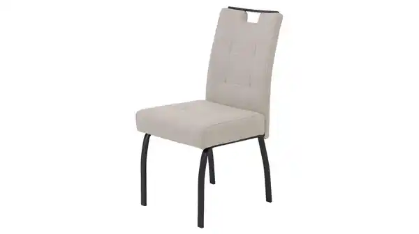 Bild 1 von Polsterstuhl beige Metallgestell Microfaser Webstoff - LAILA