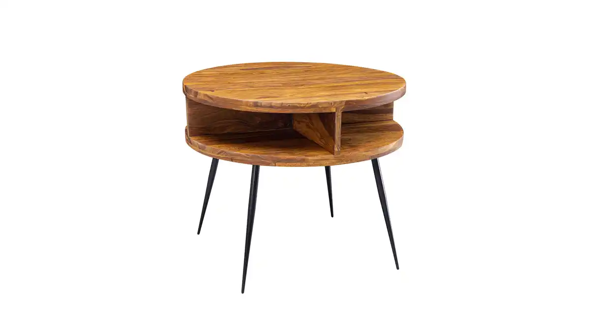 Bild 1 von Couchtisch rund Sheesham massiv gebeizt 60 x 60 cm - YORICK