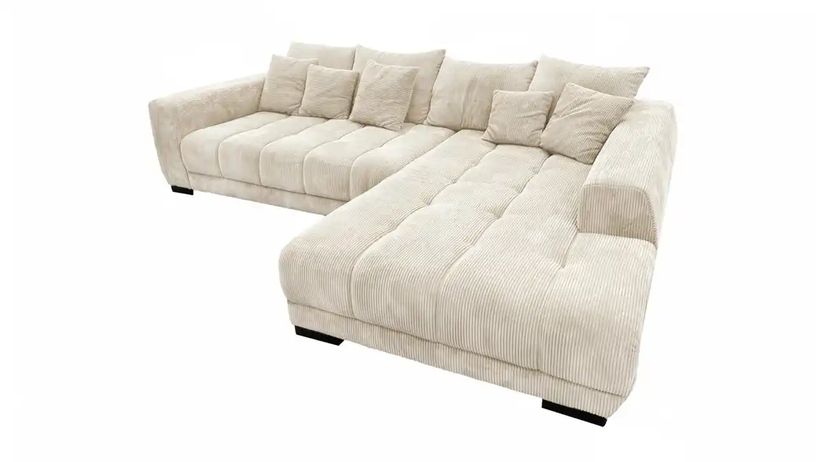Bild 1 von Ecksofa Cord beige 300 x 215 cm - Ottomane rechts - ARTEMIS