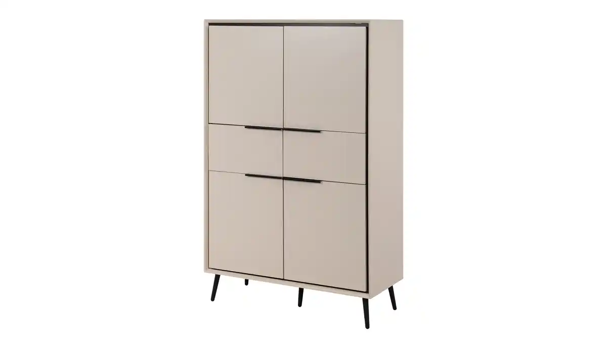 Bild 1 von Highboard 4 Türen 2 Schubladen beige schwarz 90 cm - ARONA