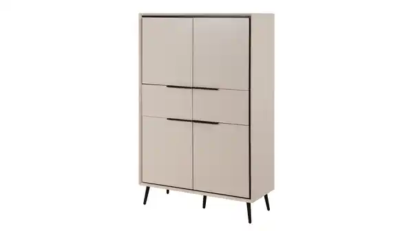 Bild 1 von Highboard 4 Türen 2 Schubladen beige schwarz 90 cm - ARONA
