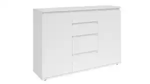 Kommode mit 4 Schubladen weiß 119 x 35 cm - 2-türig - BRESTA