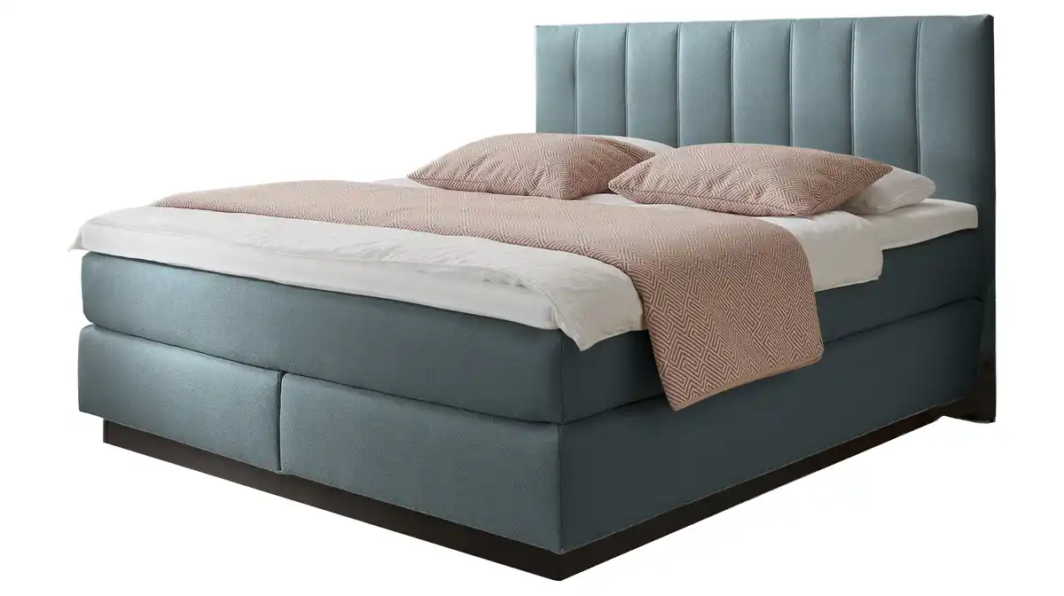 Bild 1 von Boxspringbett 180 x 200 cm grau-blau Microchenillebezug - SALVO