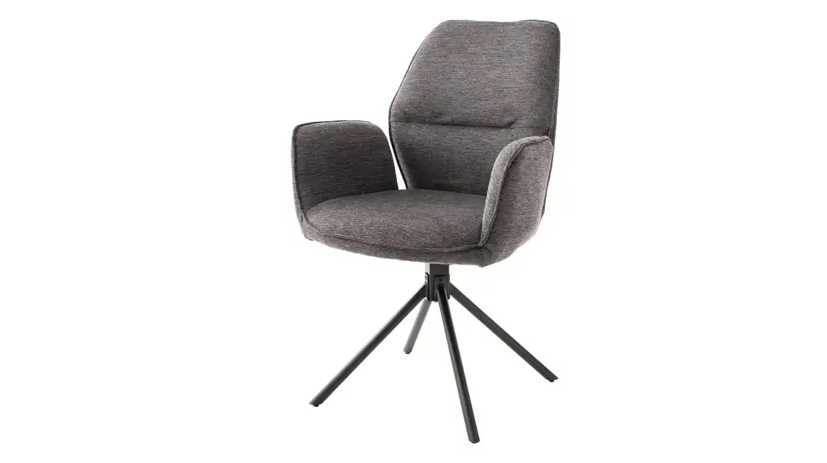 Bild 1 von Armlehnstuhl anthrazit Drehstuhl Stoffbezug Chenille Optik - GREYTON