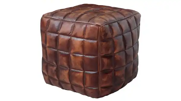 Bild 1 von Sitz- & Fußhocker rund Echtleder braun - YLVA