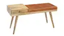 Bild 1 von Sitzbank mit Schublade 100 cm Mangoholz massiv - Leder - ELKA