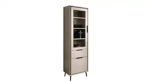 Vitrine mit Glastür beige schwarz Breite 60 cm - ARONA