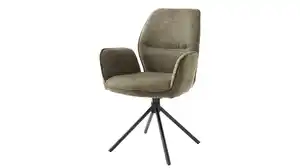 Armlehnstuhl olive Drehstuhl Stoffbezug Chenille Optik - GREYTON