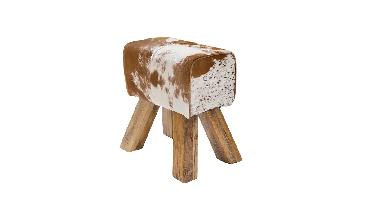 Bild 1 von Sitz- & Fußhocker Echtleder Mango massiv lackiert - VENROS