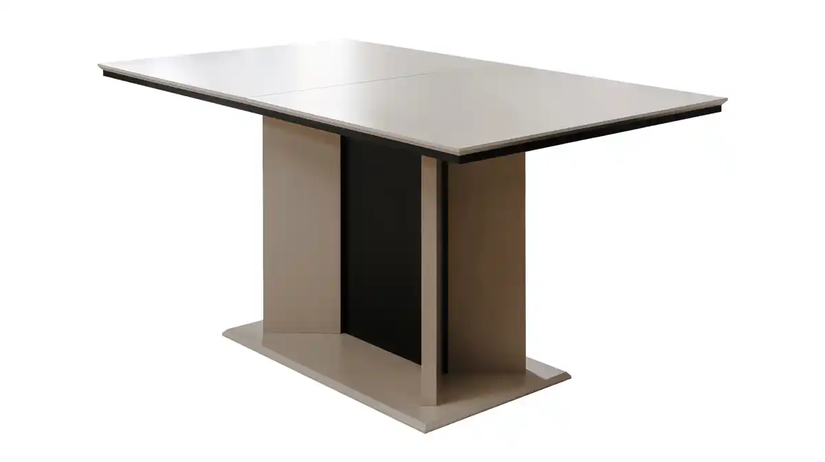 Bild 1 von Esstisch 160 - 200 cm ausziehbar beige schwarz Säulentisch - ARONA