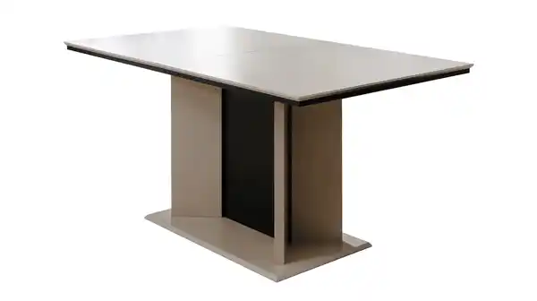 Bild 1 von Esstisch 160 - 200 cm ausziehbar beige schwarz Säulentisch - ARONA