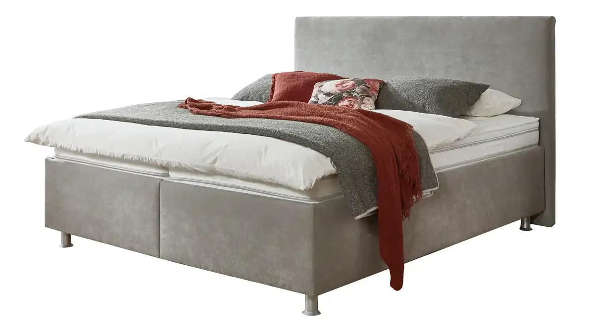 Bild 1 von Boxbett 200 x 200 cm mit Bettkasten grau Microfaser - AVOLA