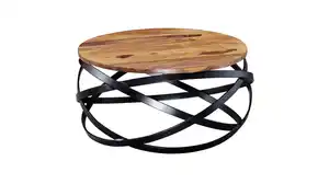 Couchtisch rund Sheesham massiv gebeizt 60 x 60 cm - THALA