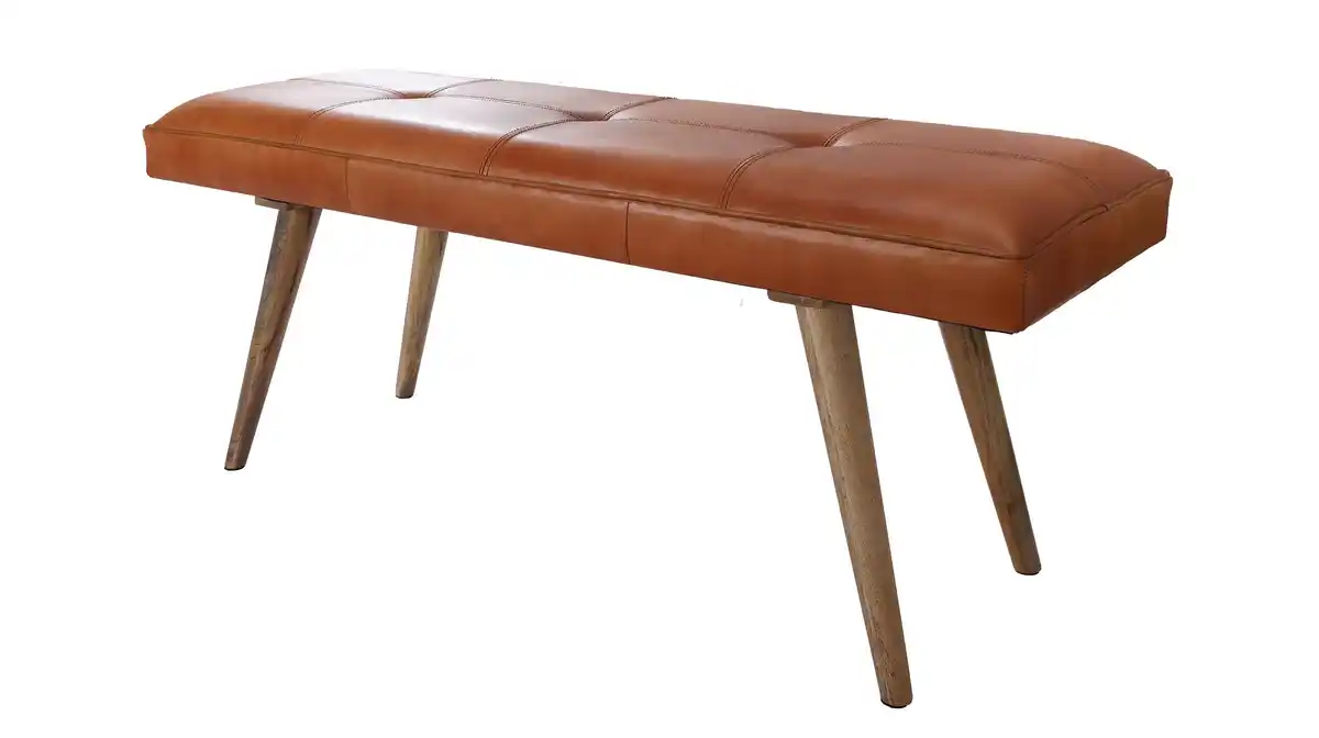 Bild 1 von Sitzbank 117 cm echtes Leder braun Mango massiv - ARIKA