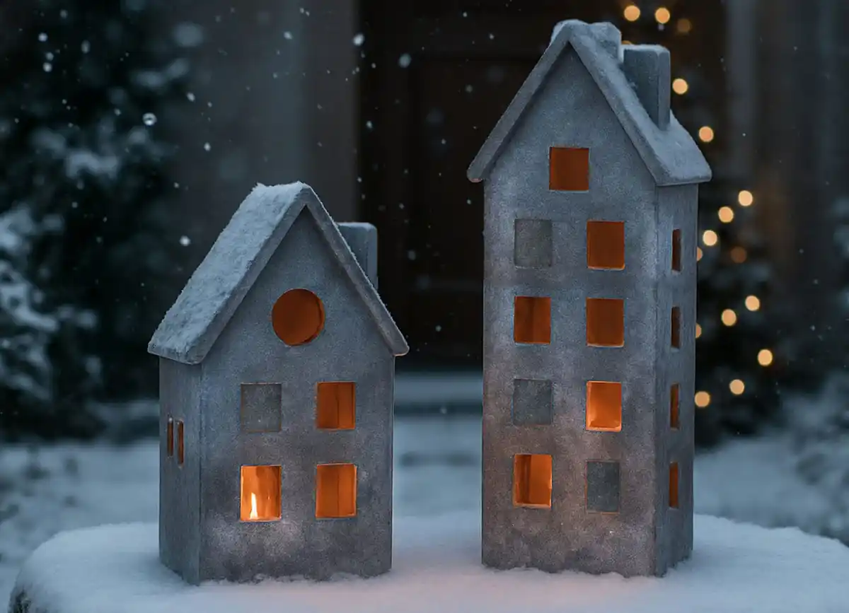 Bild 1 von Kleines Windlichthaus 49cm Betonoptik