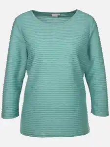 Damen Struktur Shirt mit 3/4 Arm Blau
