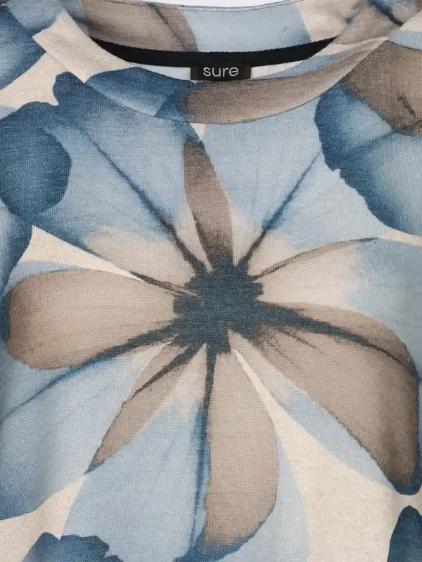 Bild 3 von Damen Flauschshirt mit Blumenprint Blau