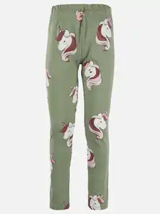 Mädchen Leggings mit Alloverprint Einhorn Grün