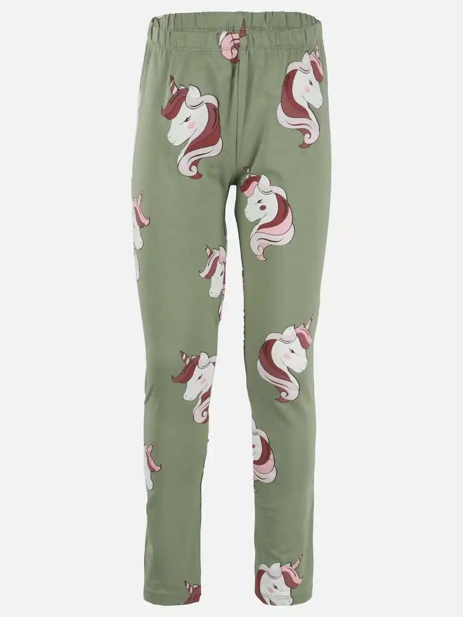 Bild 1 von Mädchen Leggings mit Alloverprint Einhorn Grün