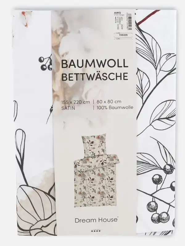 Bild 2 von Satinbettwäsche "Bird" 155x220cm Weiß