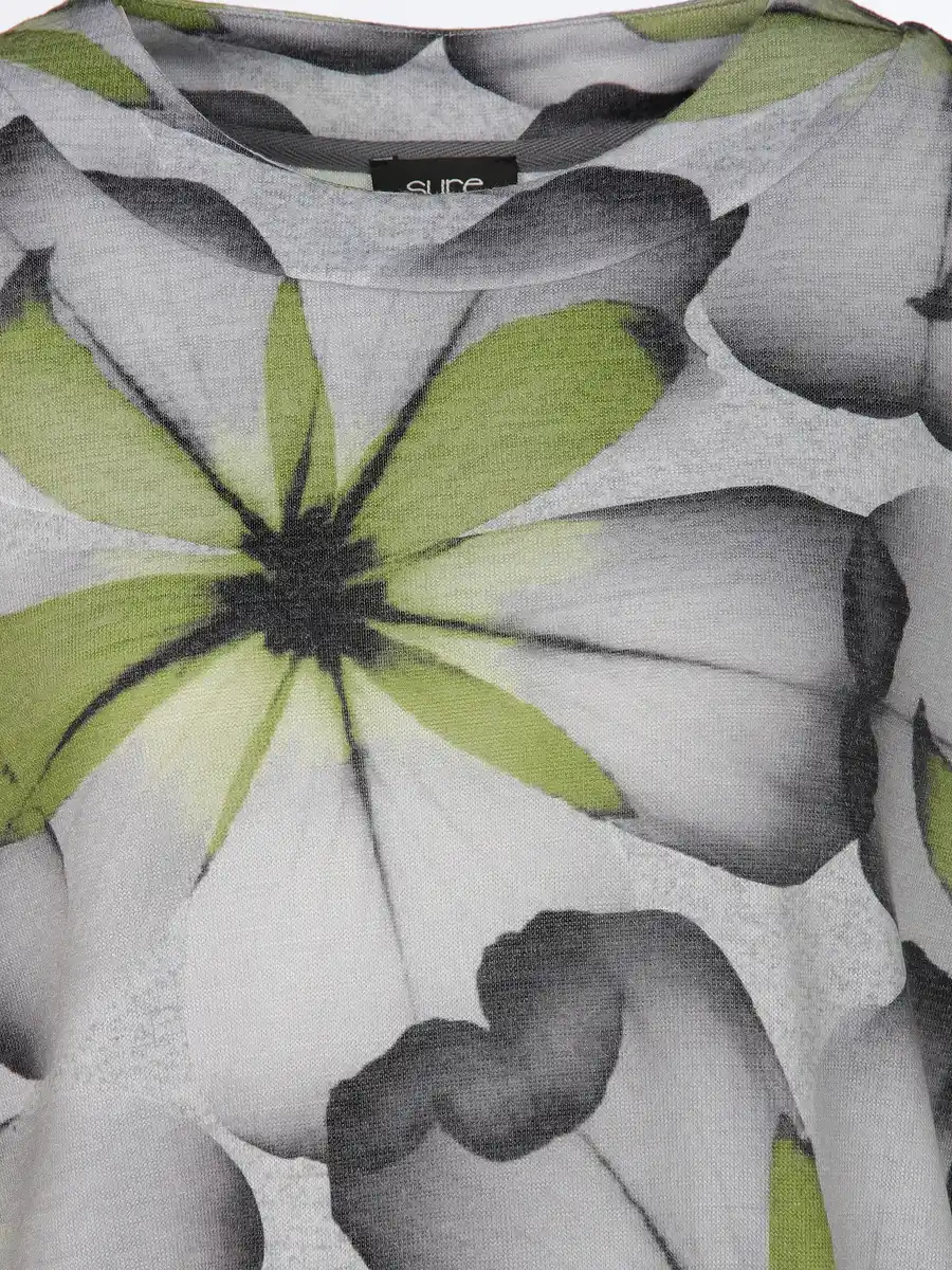 Bild 3 von Damen Flauschshirt mit Blumenprint Oliv